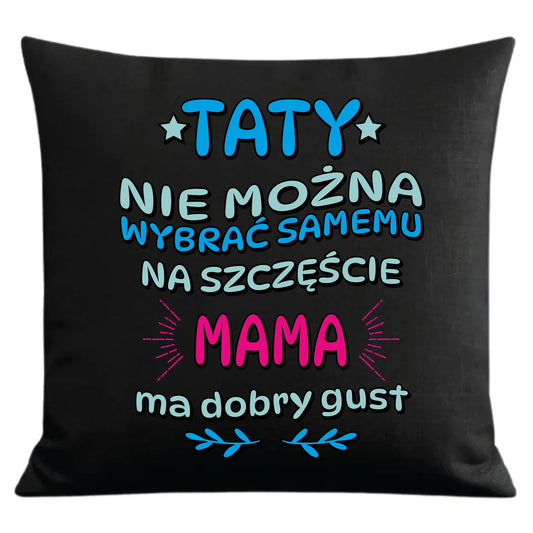 Prezent dla taty czarna poduszka dekoracyjna z nadrukiem