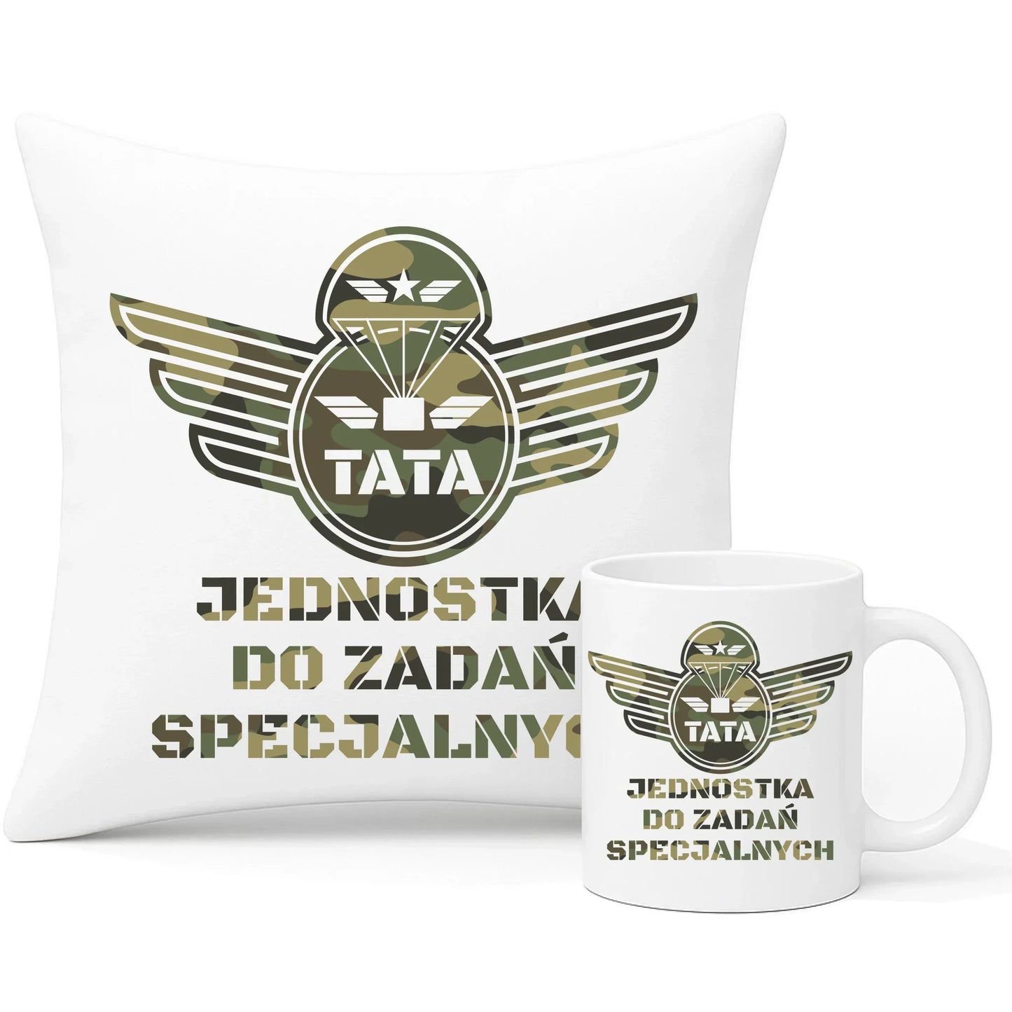 Tata jednostka do zadań specjalnych | Zestaw poduszka i kubek dla taty DT42 - StoryCups.pl