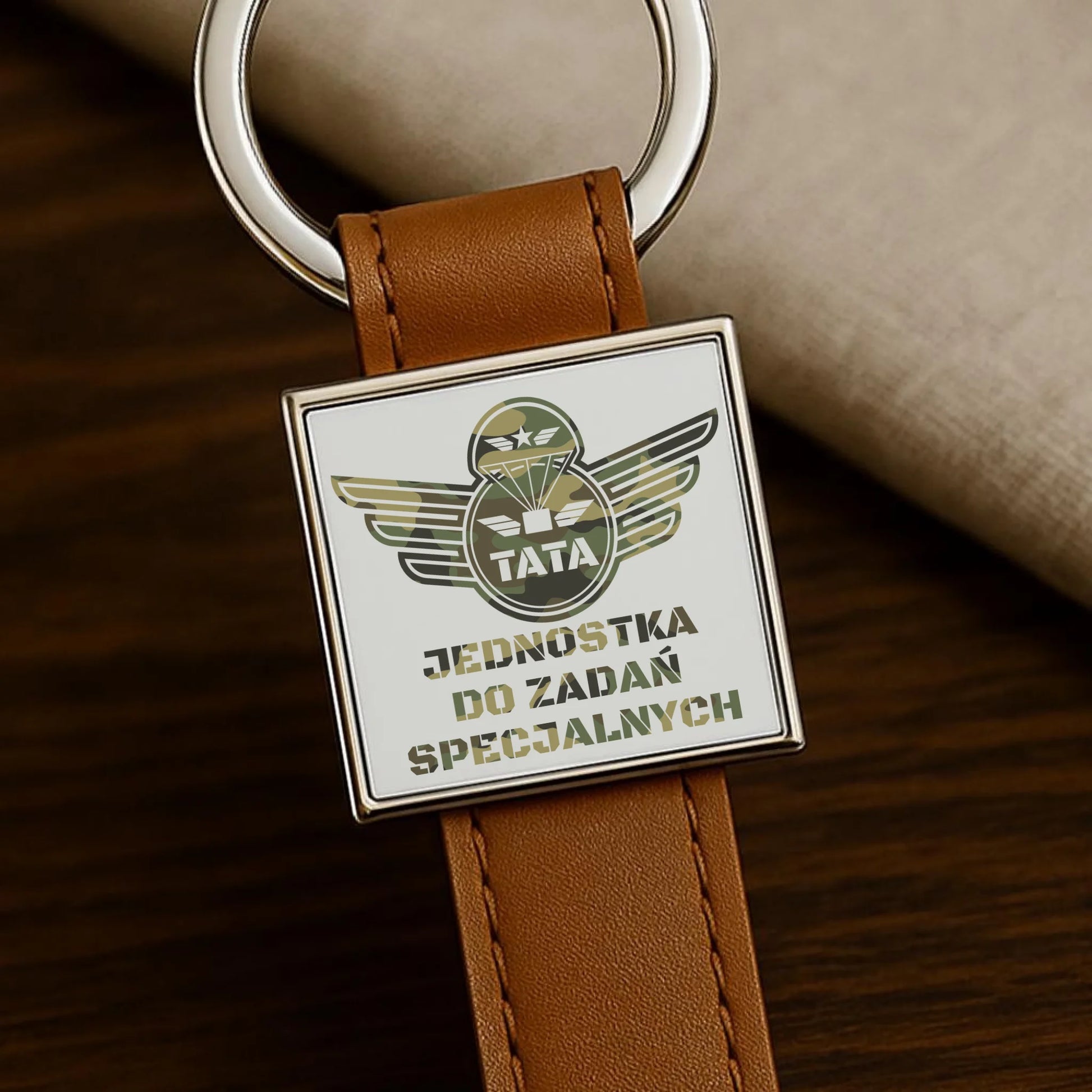 Brelok skórzany z nadrukiem prezent dla taty Dzień Ojca