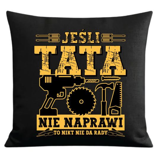 Prezent dla taty czarna poduszka dekoracyjna z nadrukiem