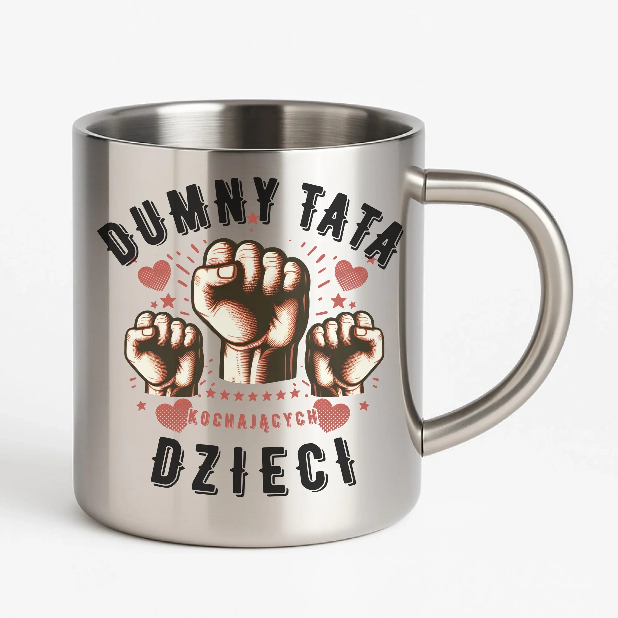 Dumny tata kochających dzieci | Metalowy kubek dla taty DT44 - StoryCups.pl