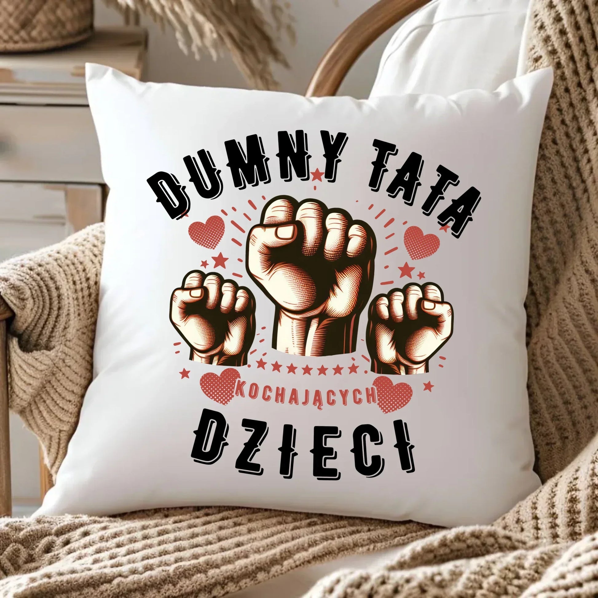 Dumny tata kochających dzieci | Poduszka prezent dla taty DT44 - StoryCups.pl