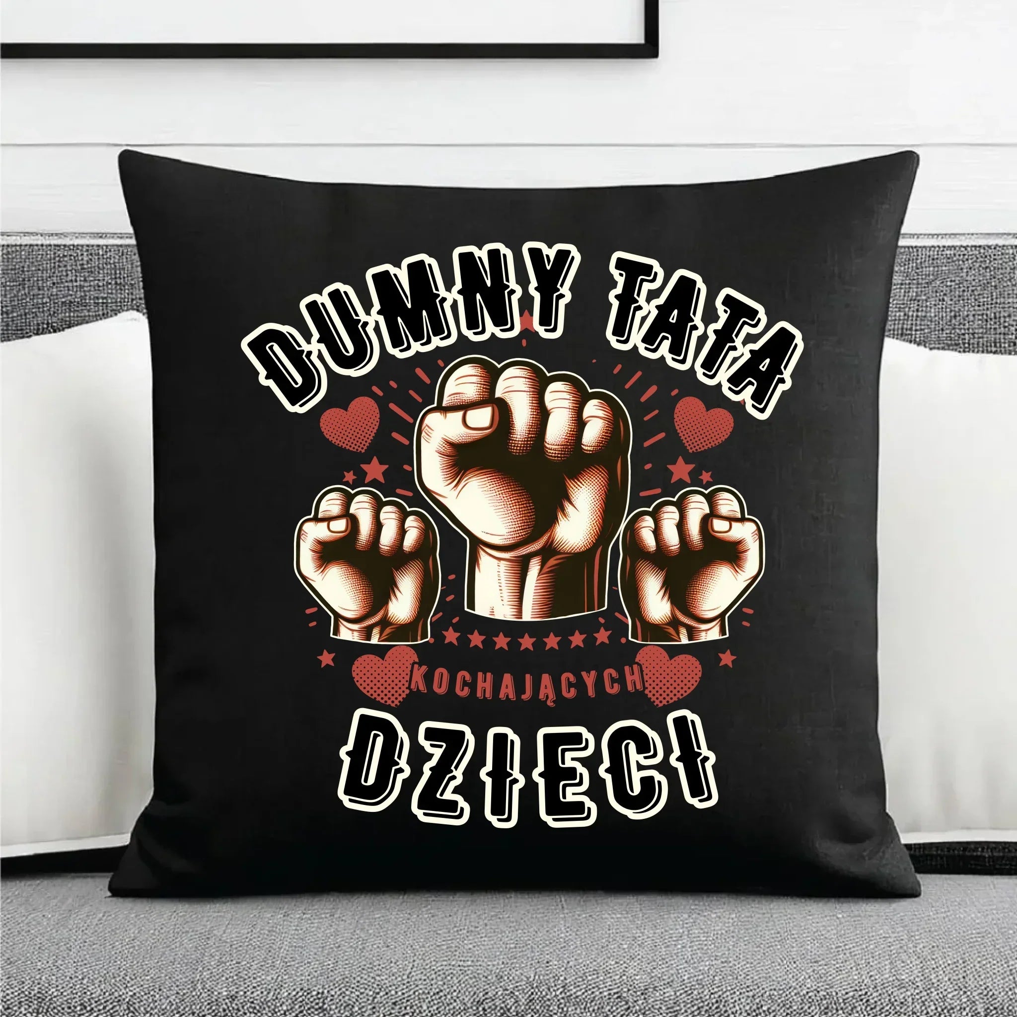 Dumny tata kochających dzieci | Poduszka dekoracyjna dla taty DT44 - StoryCups.pl