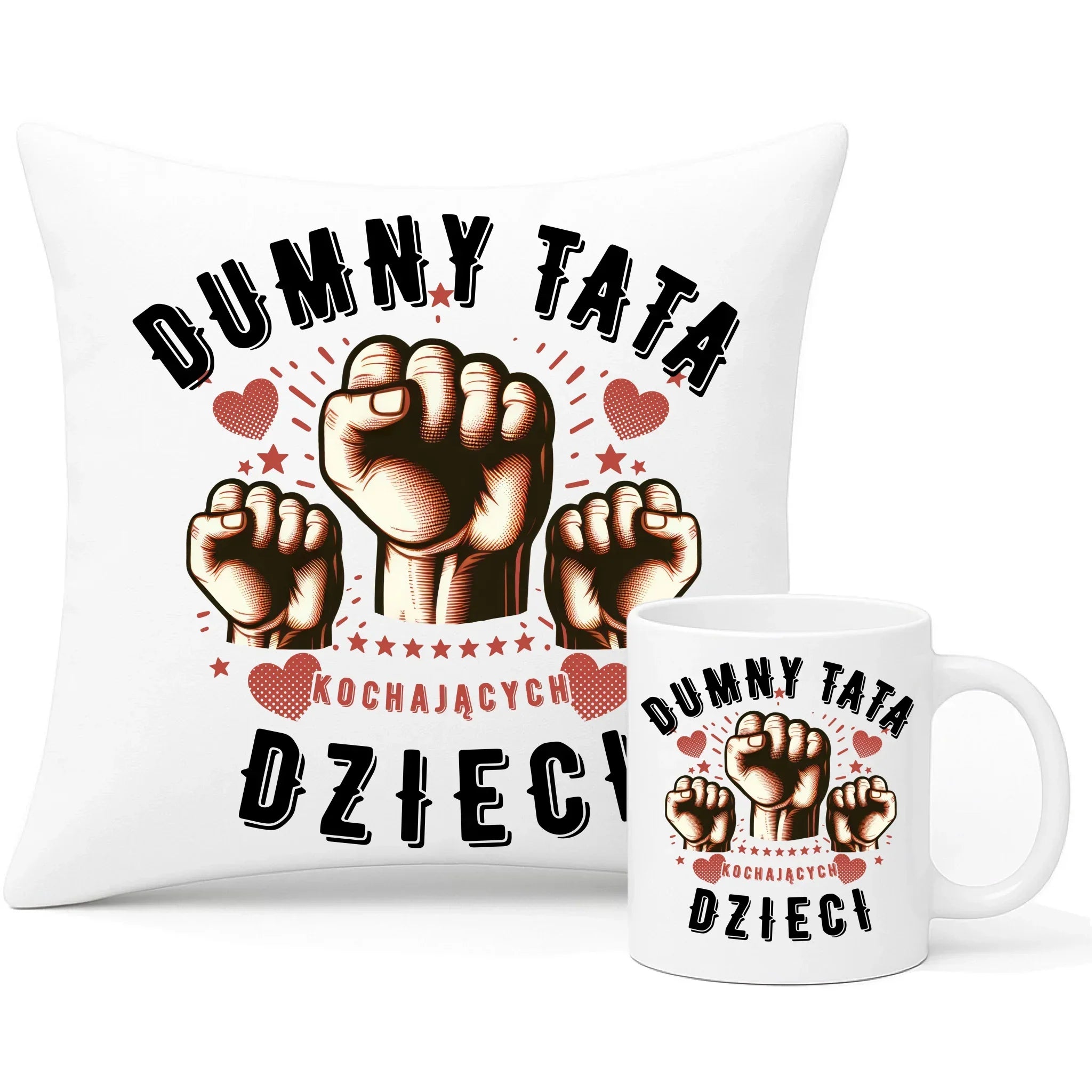 Dumny tata kochających dzieci | Zestaw poduszka i kubek DT44 - StoryCups.pl