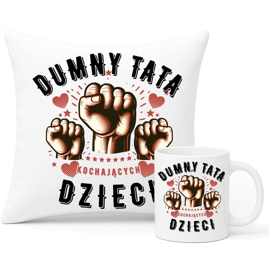 Wyjątkowy prezent dla taty zestaw poduszka i kubek