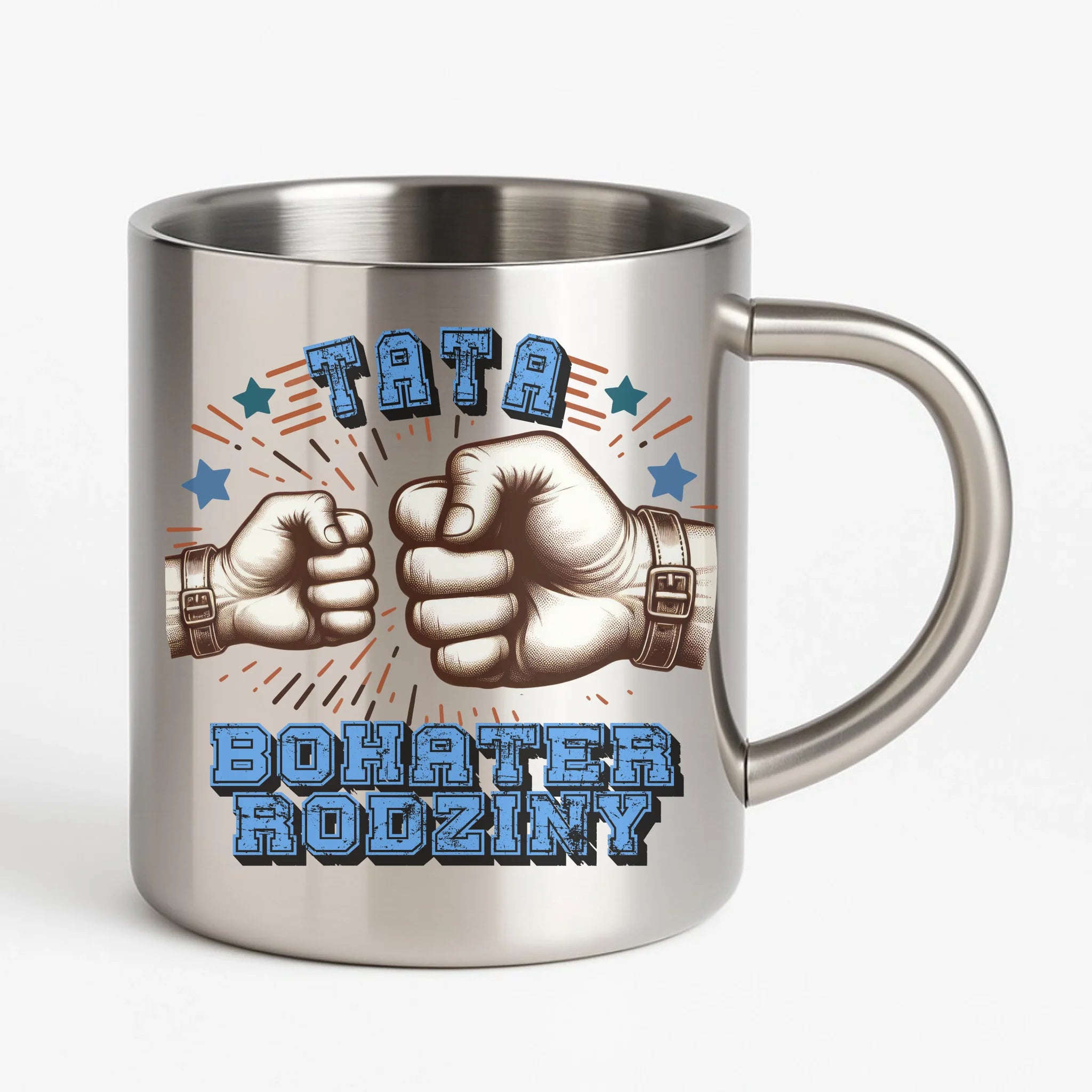 Tata bohater rodziny | Metalowy kubek dla taty DT45 - StoryCups.pl