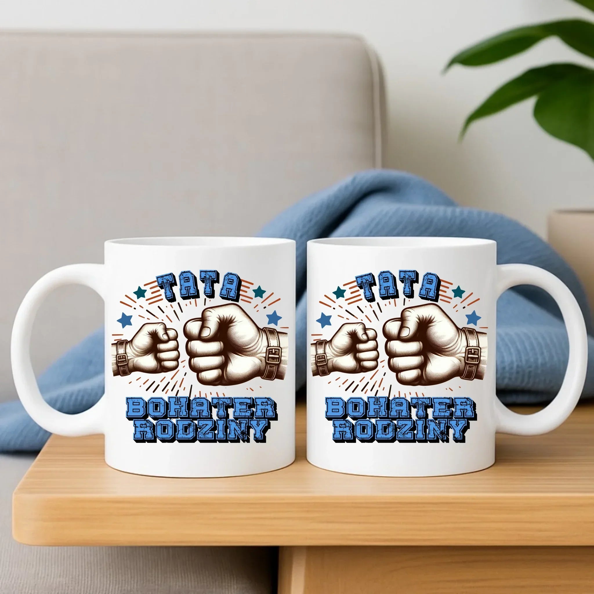 Tata bohater rodziny | Zestaw poduszka i kubek dla taty DT45 - StoryCups.pl
