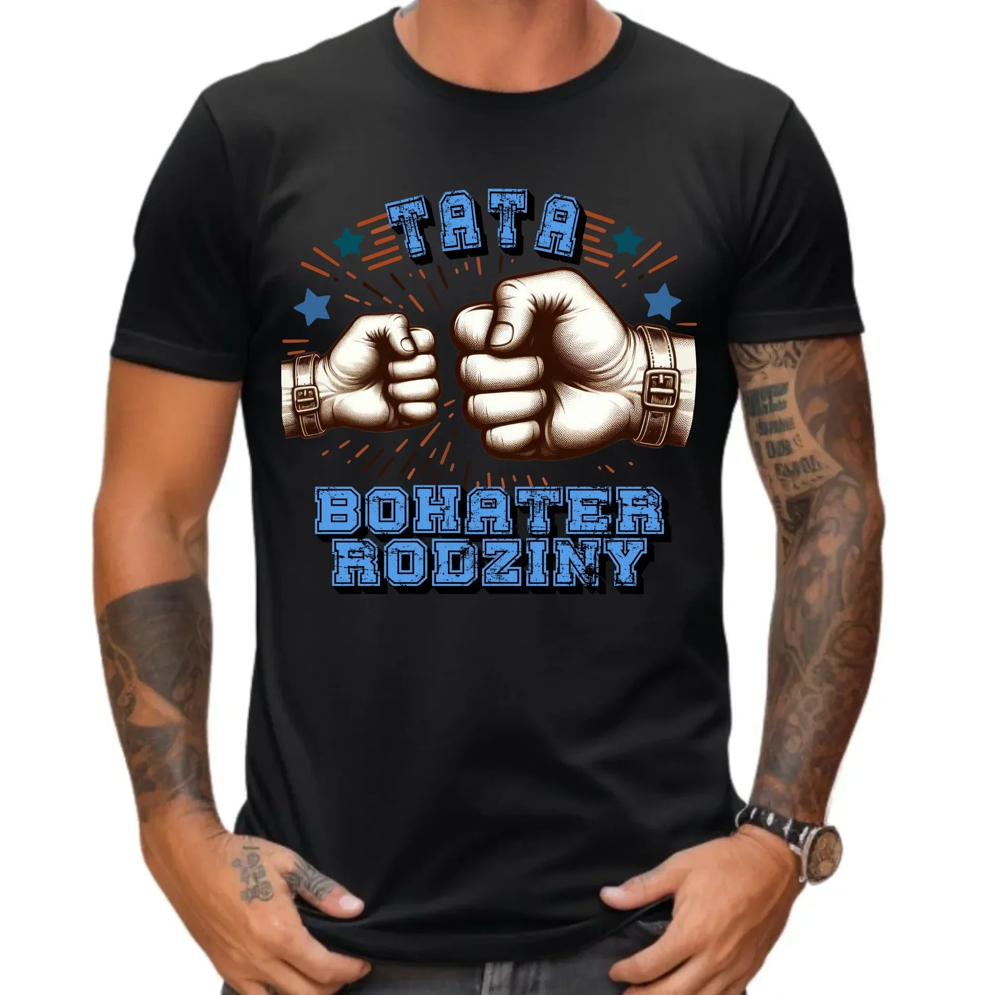 Tata bohater rodziny | Koszulka męska dla taty DT45 - StoryCups.pl