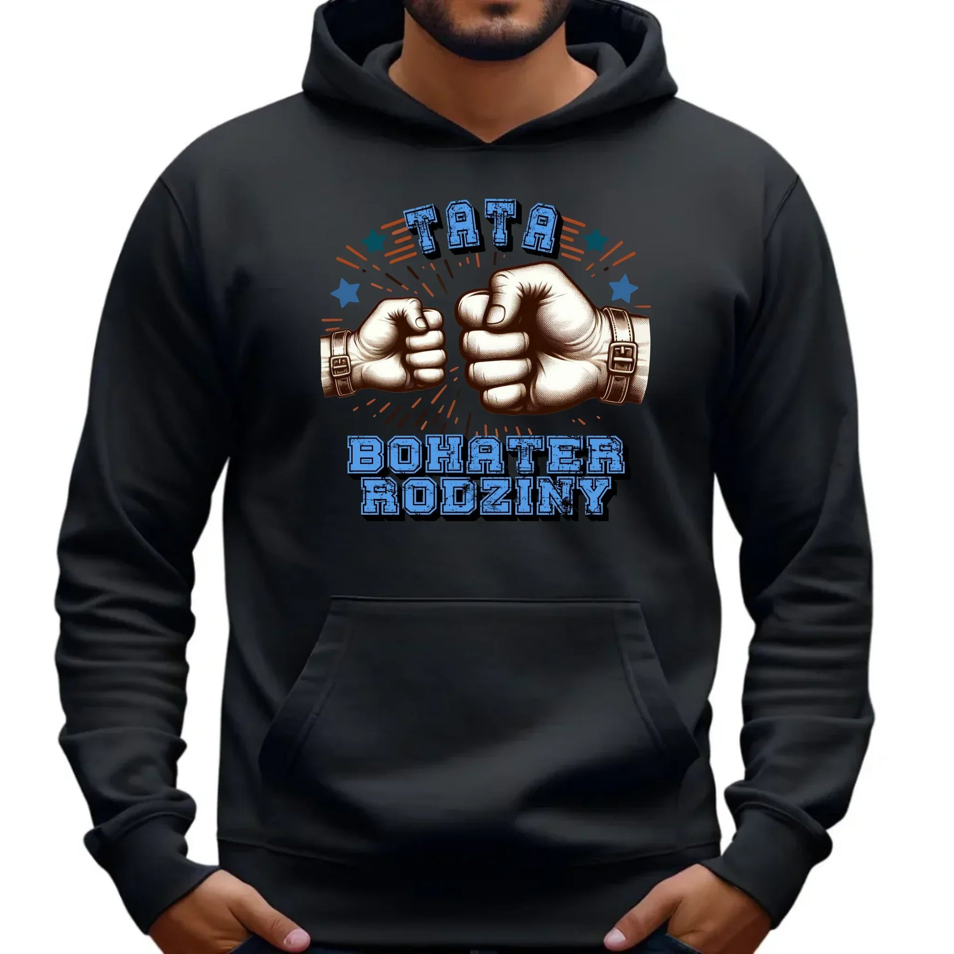 Tata bohater rodziny | Bluza męska z kapturem dla taty DT45 - StoryCups.pl