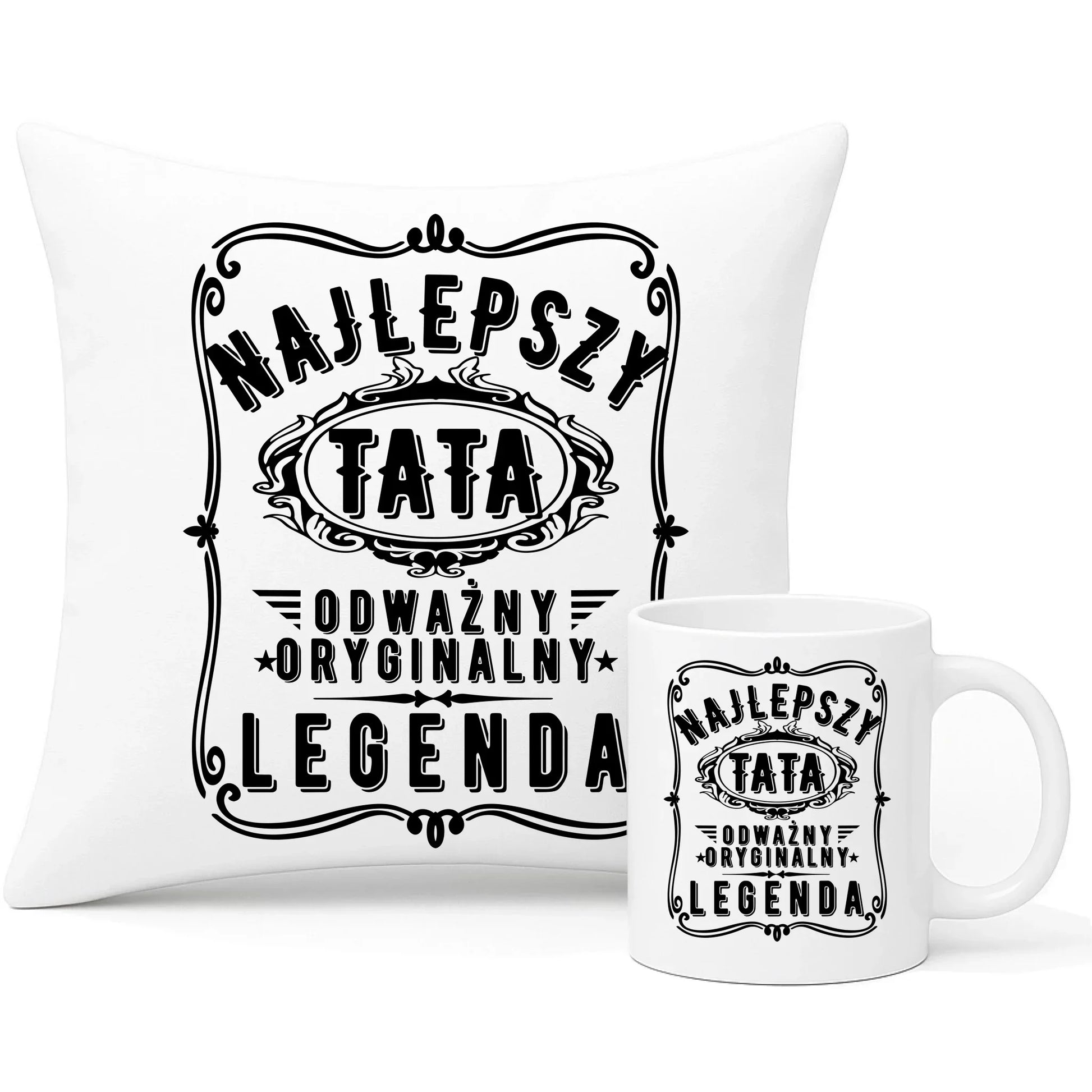 Najlepszy tata legenda | Zestaw poduszka i kubek dla taty DT47 - StoryCups.pl