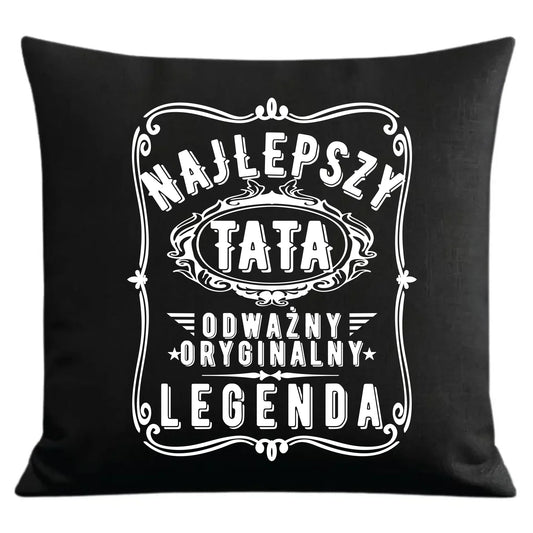 Prezent dla taty czarna poduszka dekoracyjna z nadrukiem
