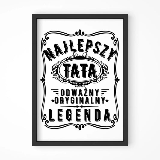 Najlepszy tata legenda | Plakat w ramie dla taty DT47