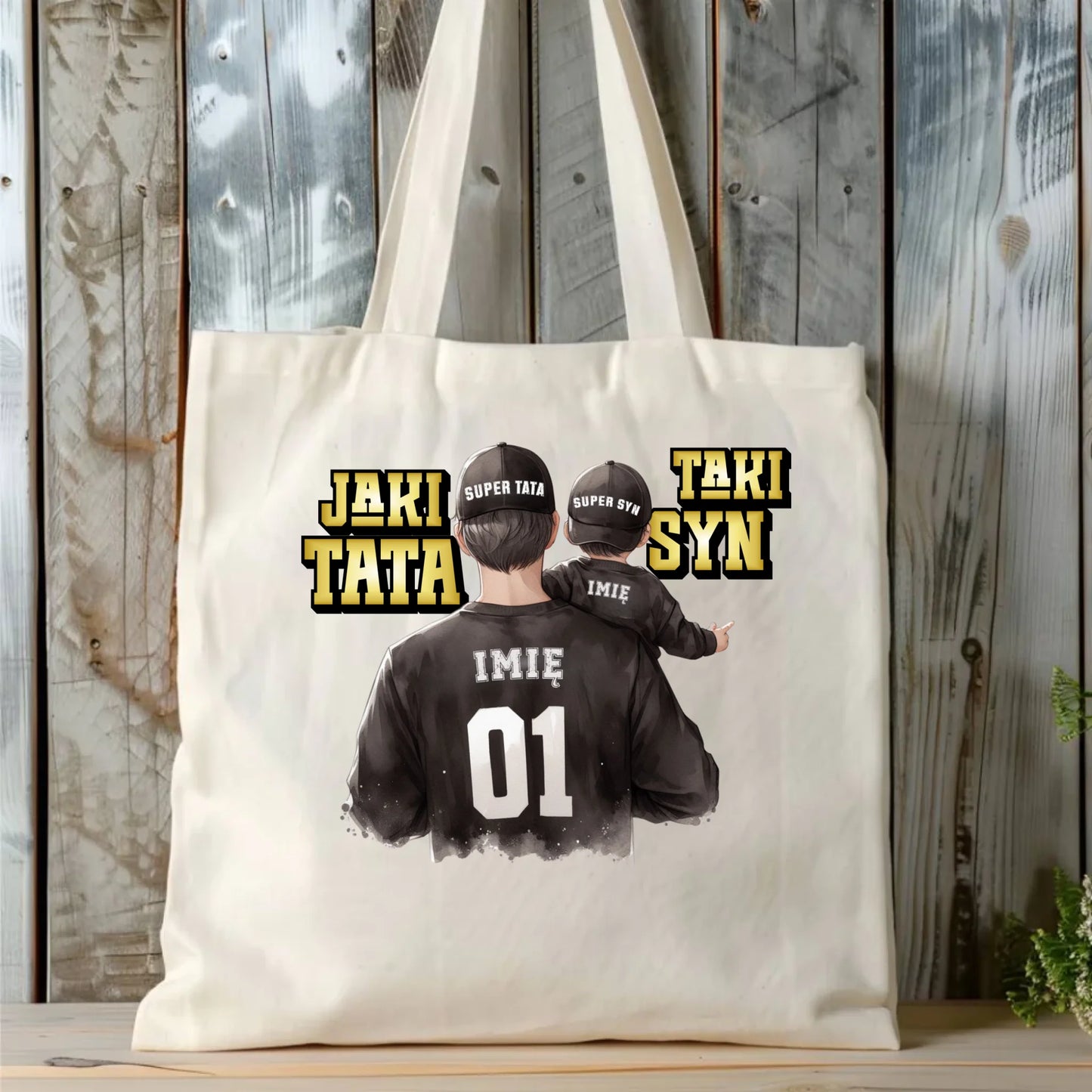 Personalizowana eco torba z nadrukiem dla taty - naturalna - prezent dla taty, Dzień Ojca, Święta, Urodziny