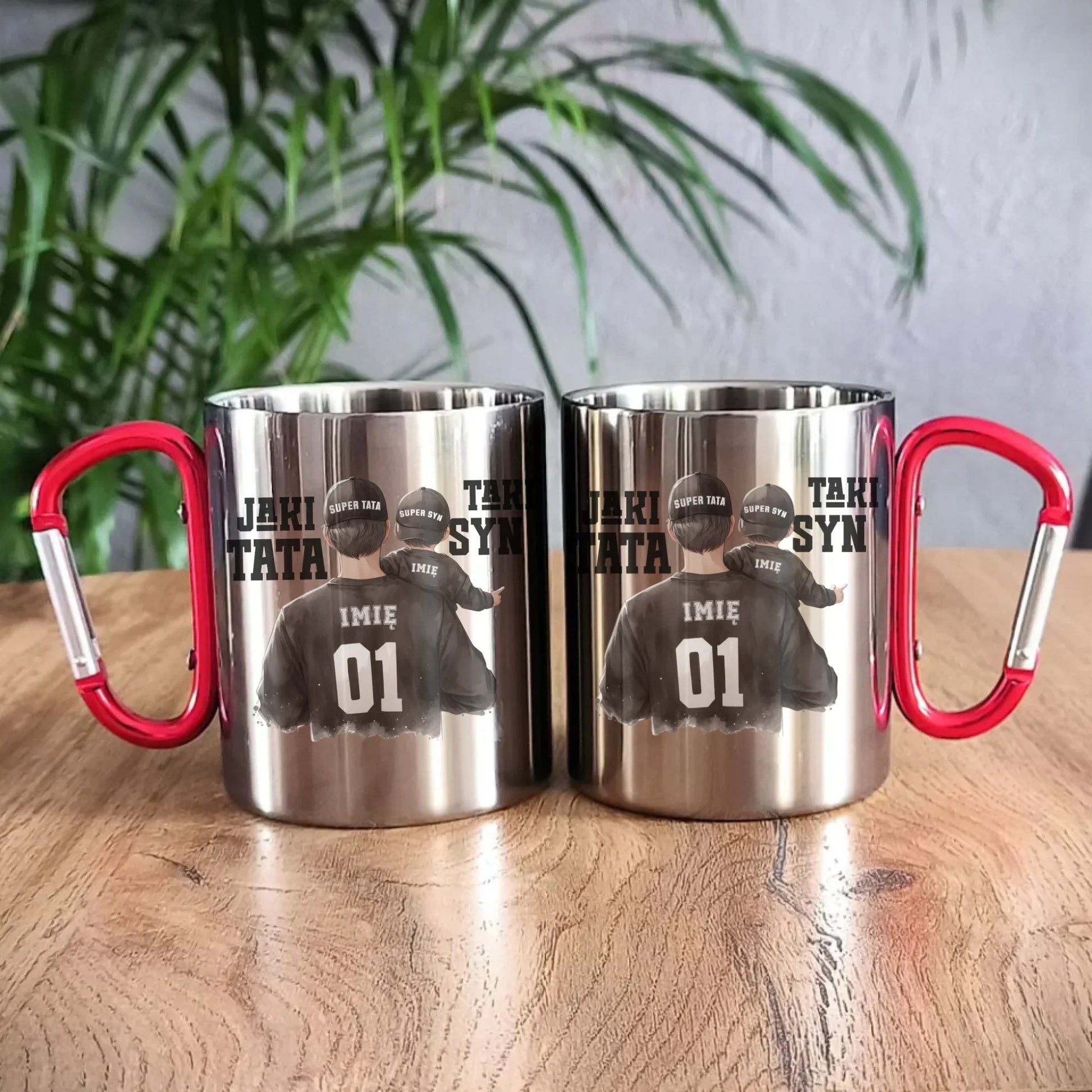 Jaki tata taki syn | Metalowy kubek z imionami dla taty DT48 - StoryCups.pl