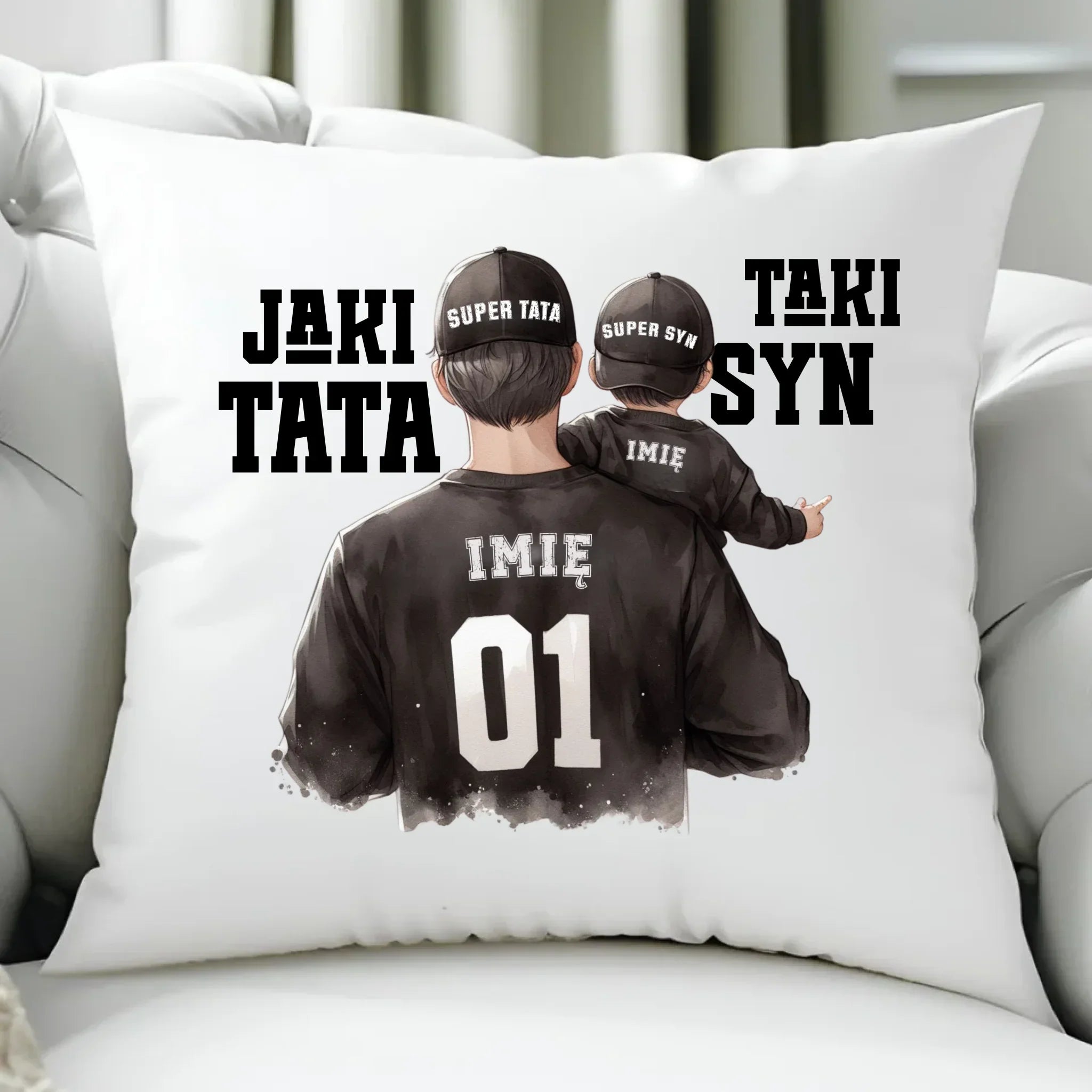Jaki tata taki syn | Poduszka z imionami dla taty DT48 - StoryCups.pl