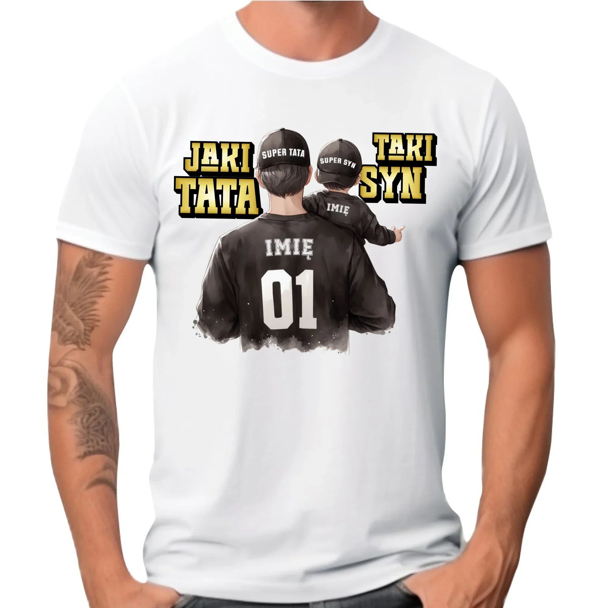 Jaki tata taki syn | Koszulka męska z imionami dla taty DT48 - StoryCups.pl
