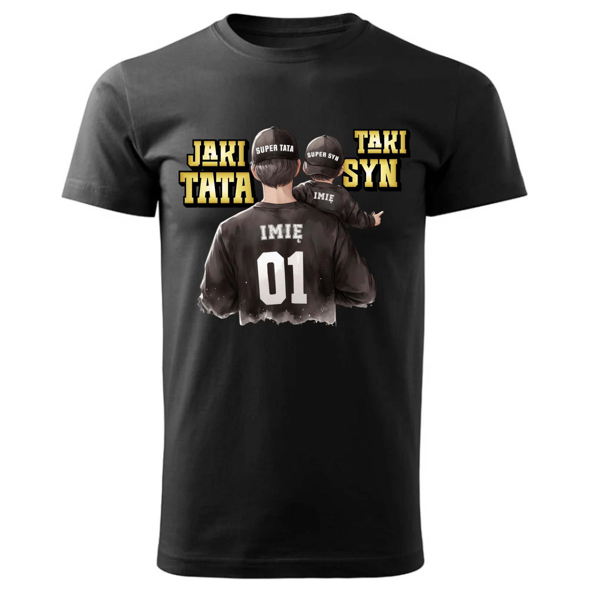 Prezent dla taty czarna koszulka z nadrukiem DZIEŃ OJCA TATA