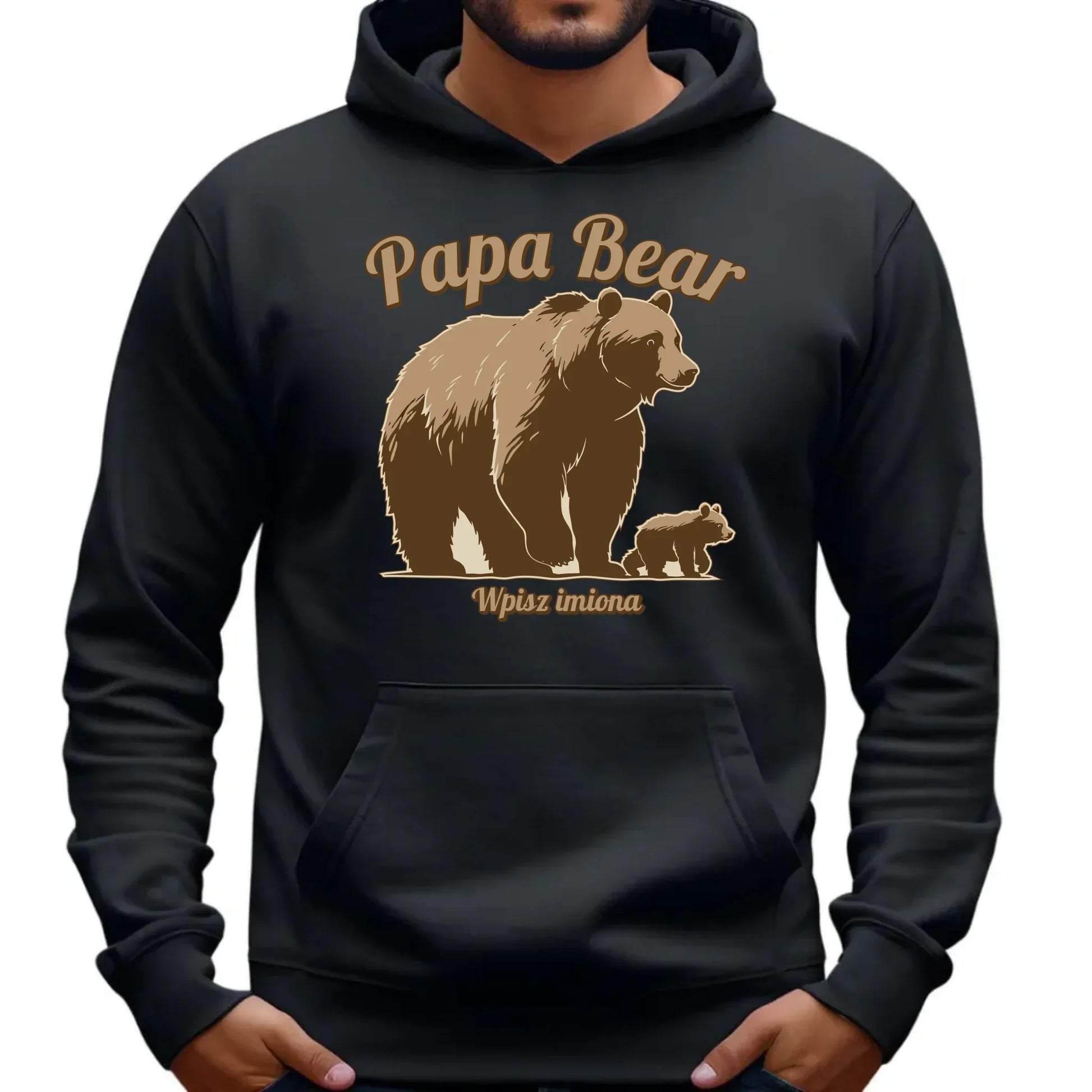 Papa Bear imiona | Bluza męska z kapturem dla taty DT50 - StoryCups.pl