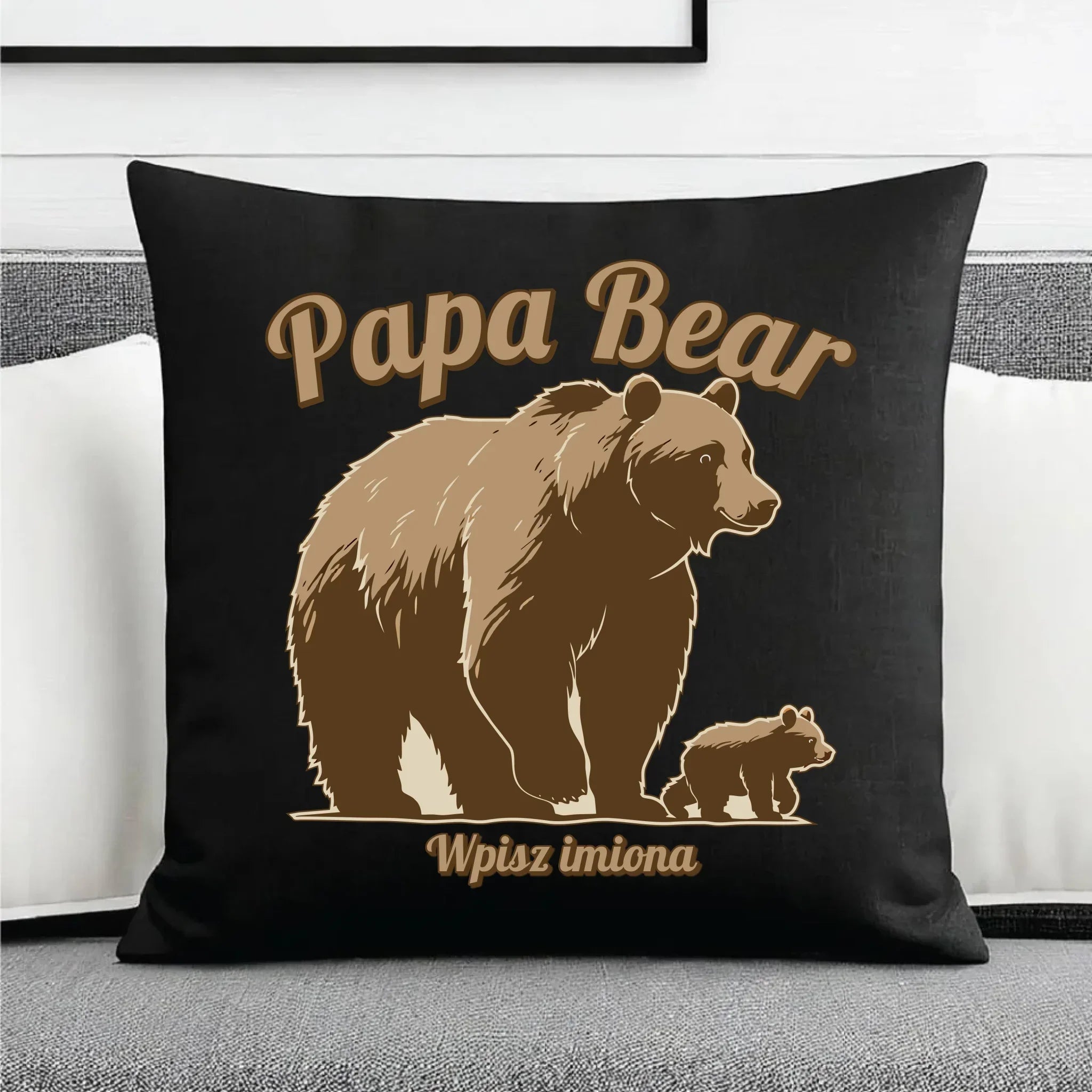 Papa Bear imiona | Poduszka dekoracyjna dla taty DT50 - StoryCups.pl