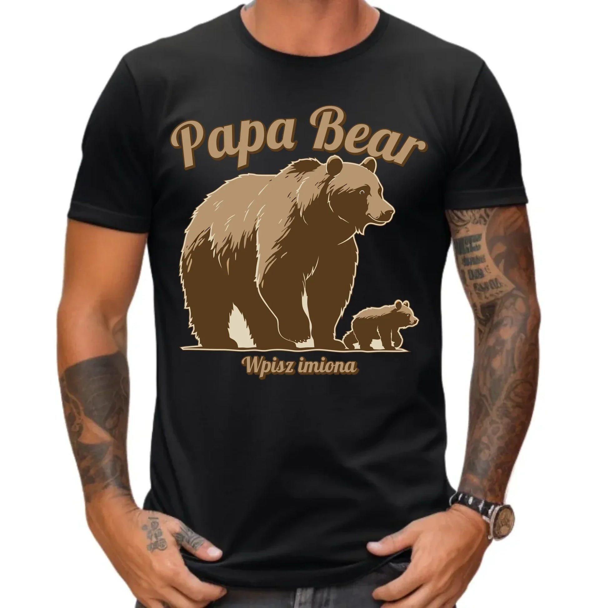 Papa Bear imiona | Koszulka męska z nadrukiem dla taty DT50 - StoryCups.pl