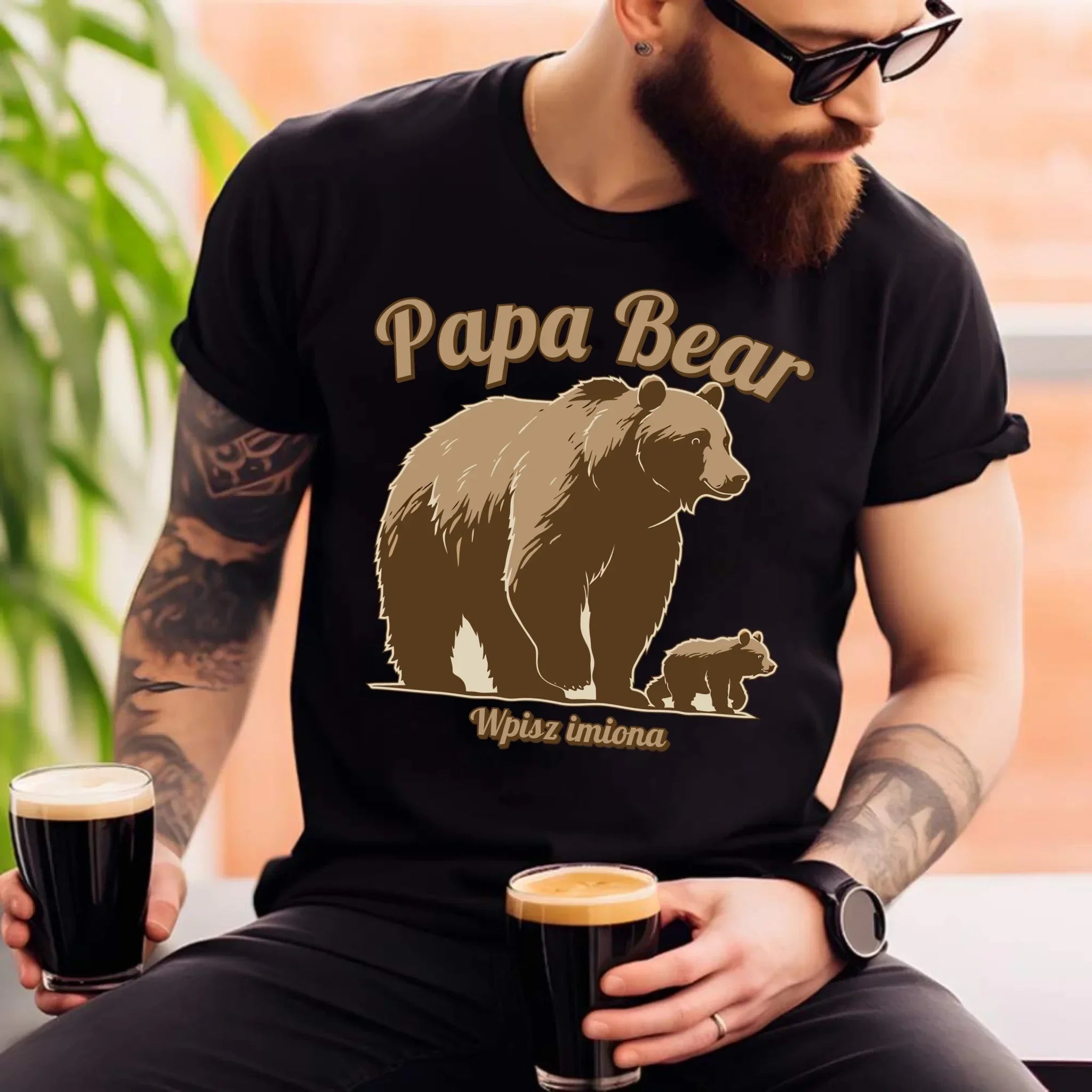 Papa Bear imiona | Koszulka męska z nadrukiem dla taty DT50 - StoryCups.pl