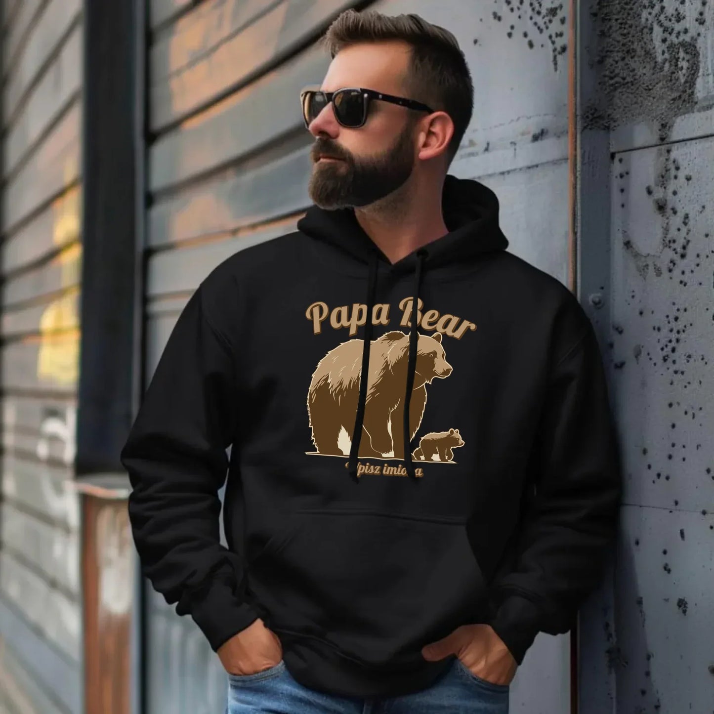 Papa Bear imiona | Bluza męska z kapturem dla taty DT50 - StoryCups.pl
