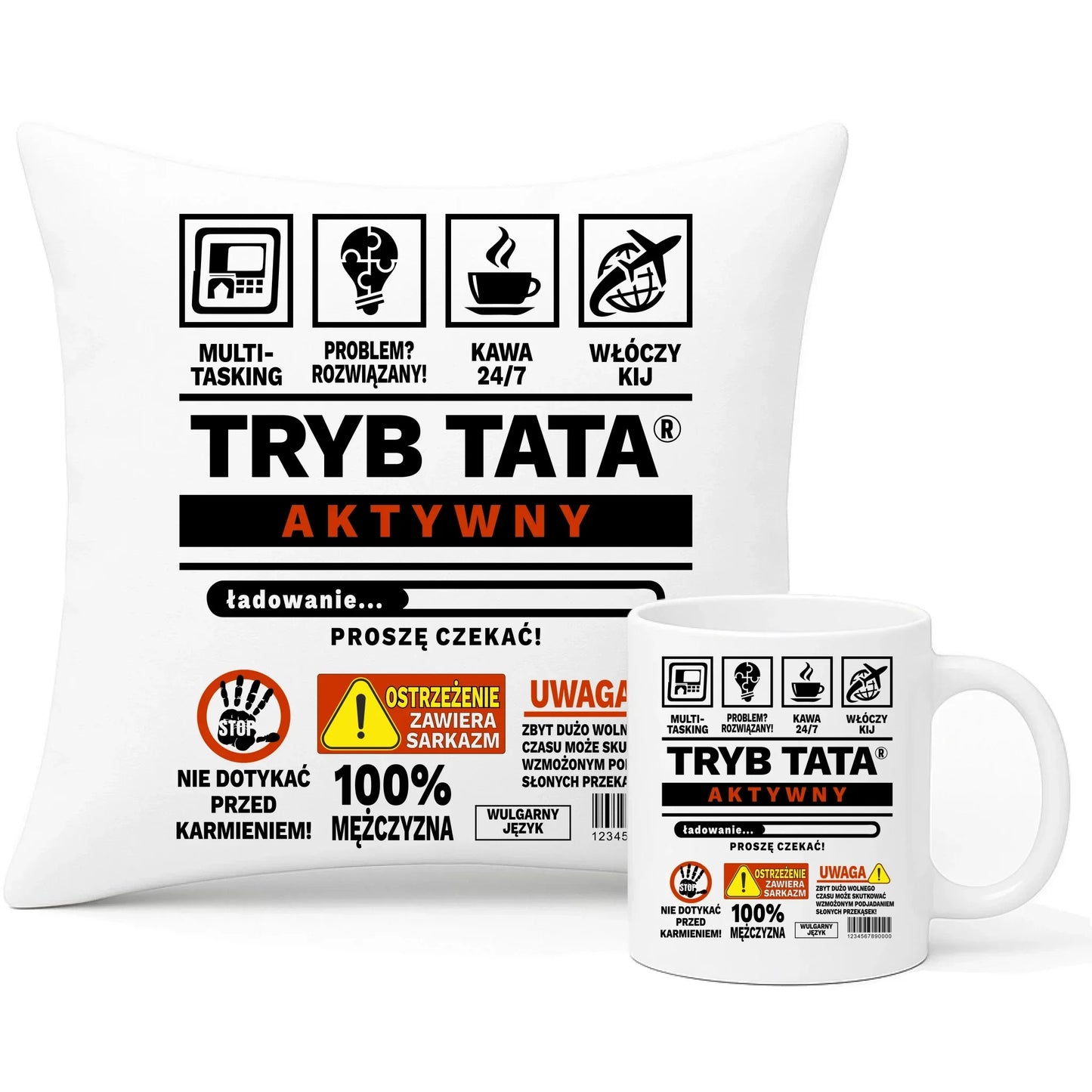Tryb tata aktywny | Zestaw poduszka i kubek dla taty DT51 - StoryCups.pl
