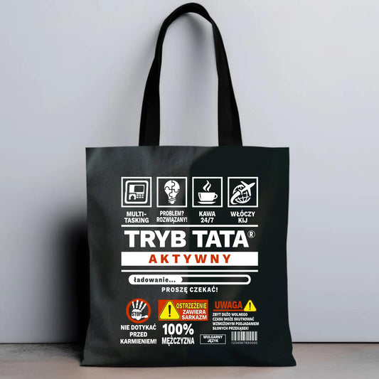 Personalizowana eco torba z nadrukiem dla taty - czarna - prezent dla taty, Dzień Ojca, Święta, Urodziny