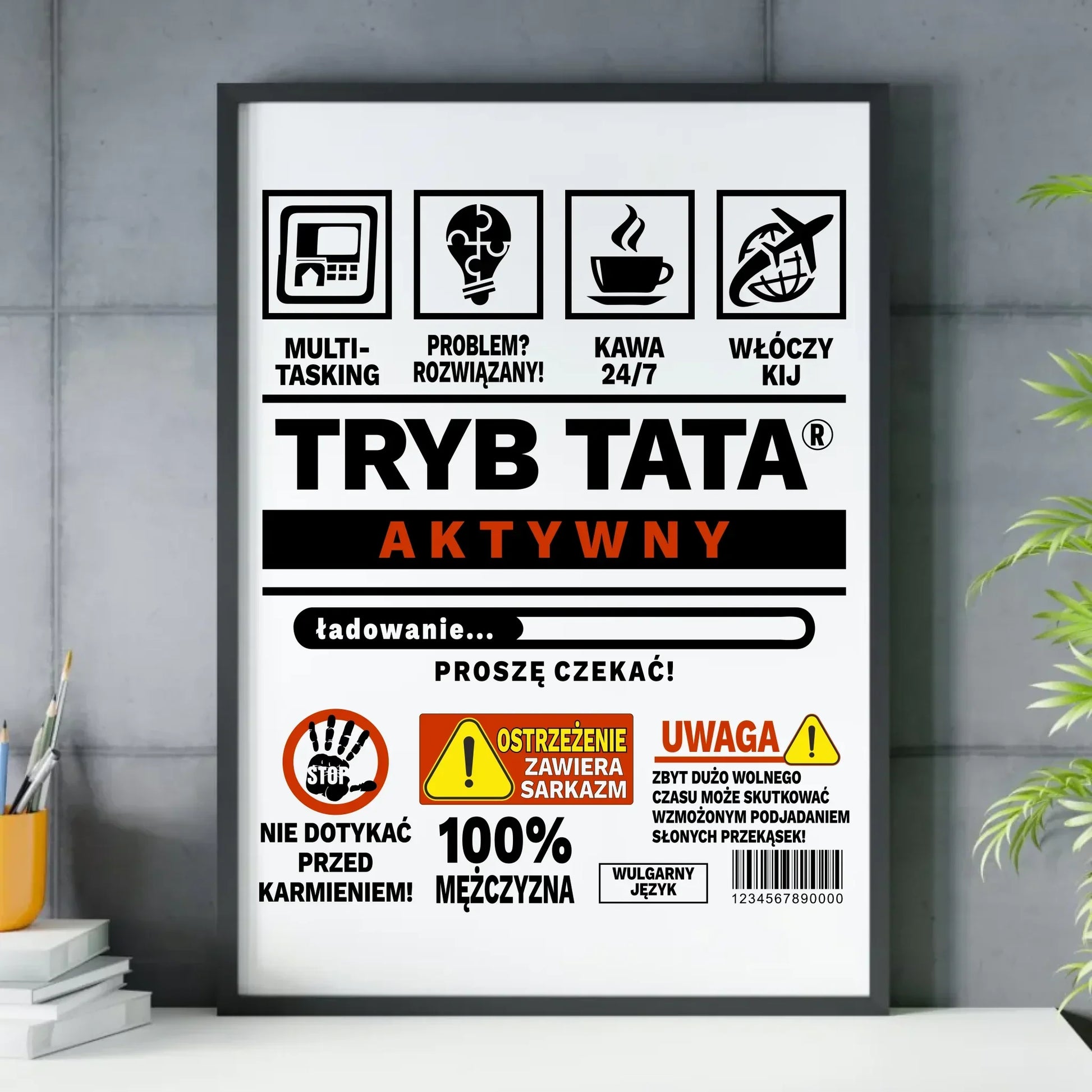 Tryb tata aktywny | Plakat w ramie prezent dla taty DT51 - StoryCups.pl