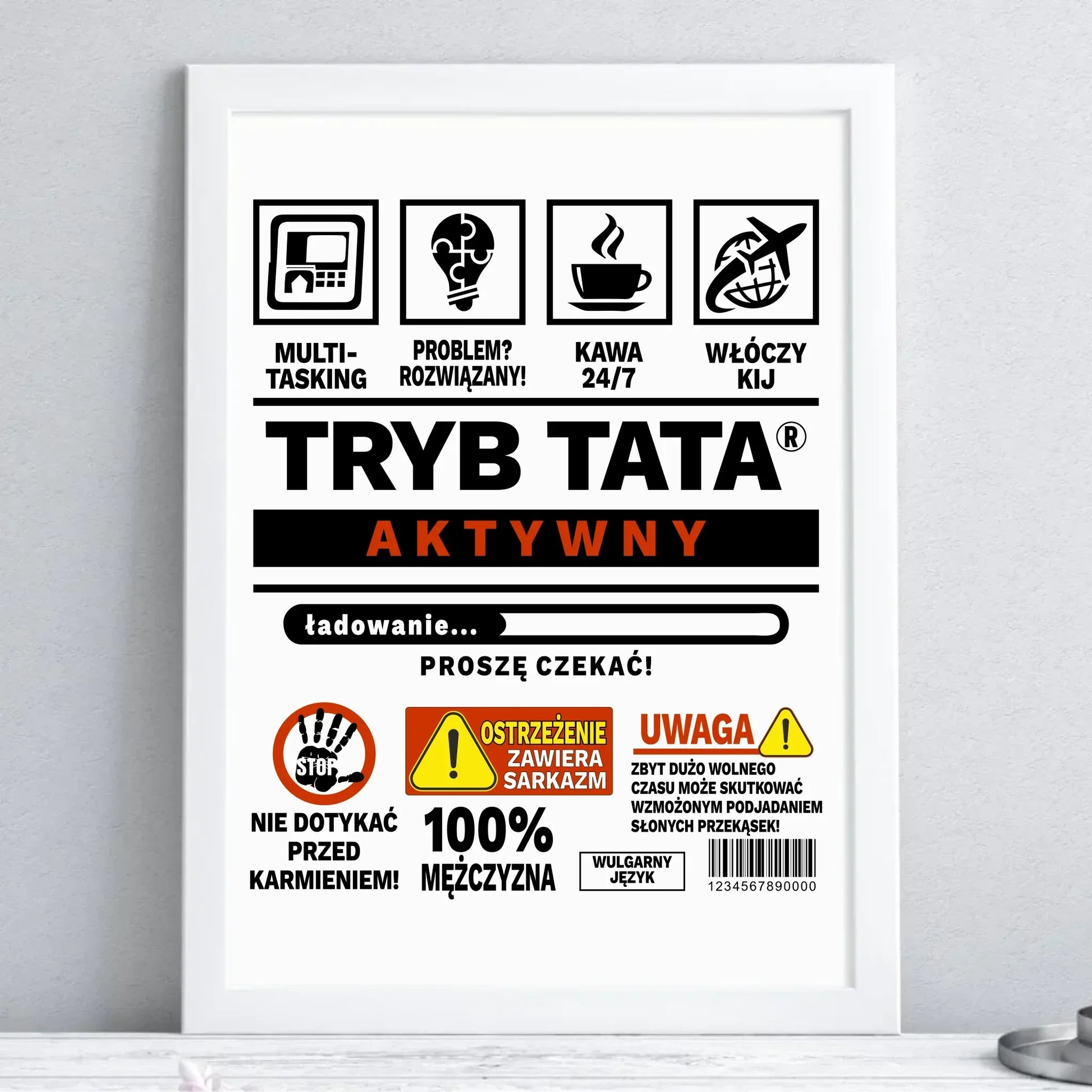 Tryb tata aktywny | Plakat w ramie prezent dla taty DT51 - StoryCups.pl
