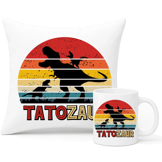 Tatozaur | Zestaw poduszka i kubek dla taty DT52 - StoryCups.pl