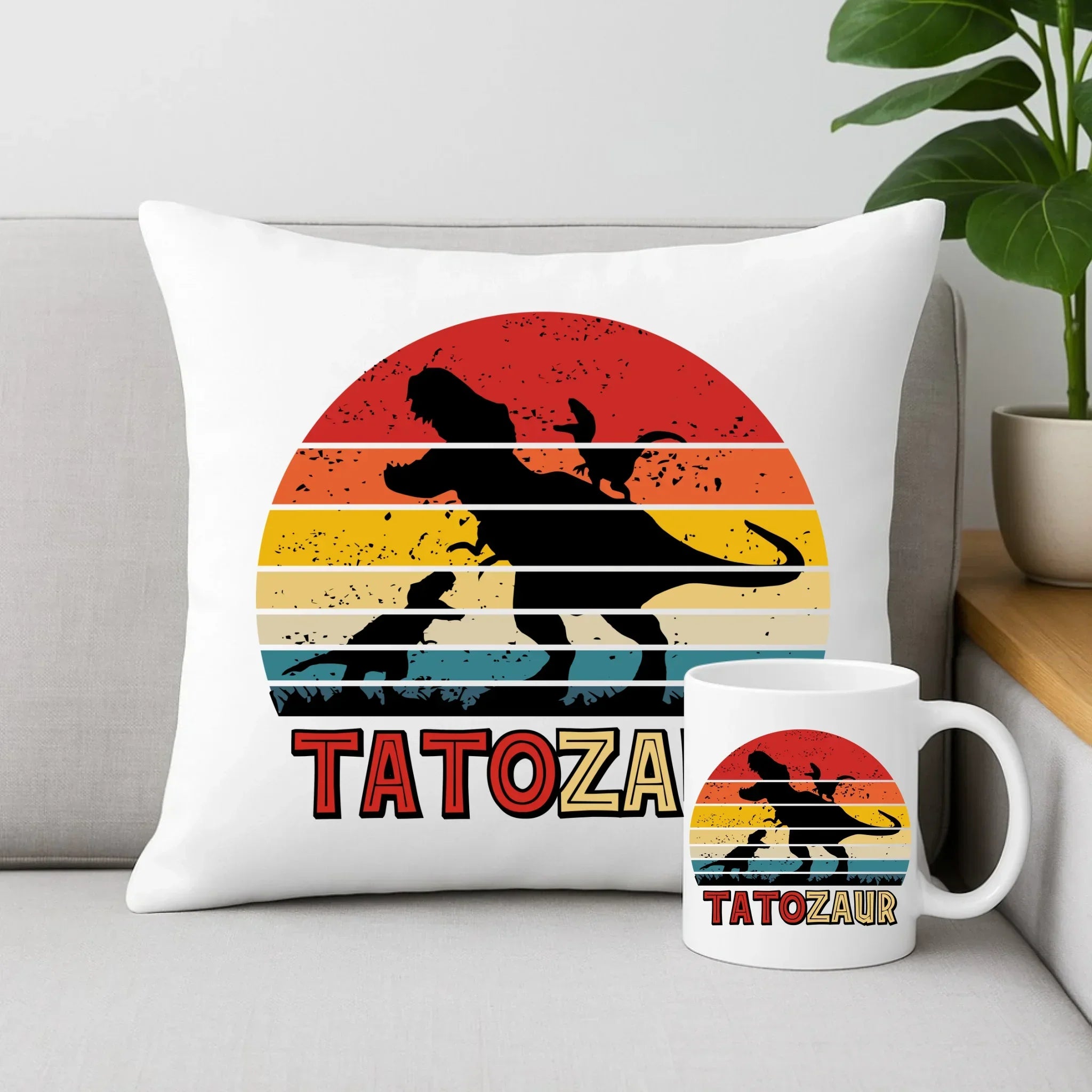 Tatozaur | Zestaw poduszka i kubek dla taty DT52 - StoryCups.pl