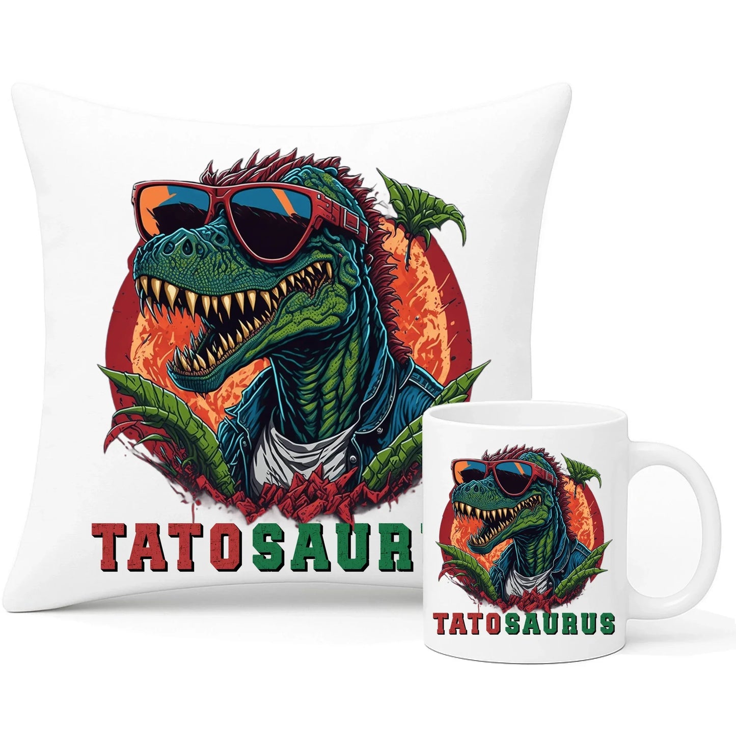Tatosaurus | Zestaw poduszka i kubek na prezent dla taty DT54 - StoryCups.pl