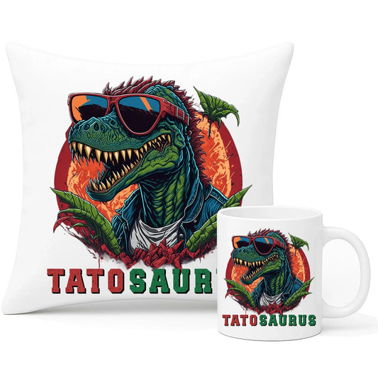 Tatosaurus | Zestaw poduszka i kubek na prezent dla taty DT54 - StoryCups.pl