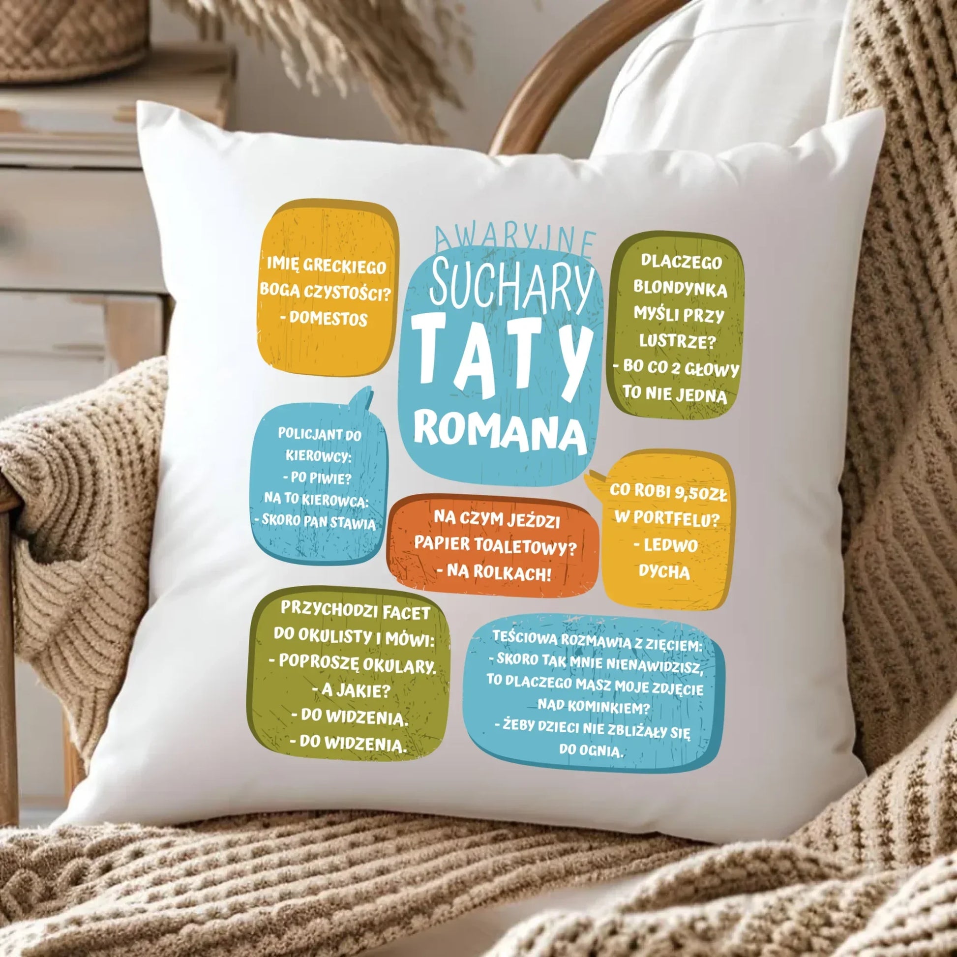 Suchary Taty | Poduszka z nadrukiem na prezent DT55 - StoryCups.pl