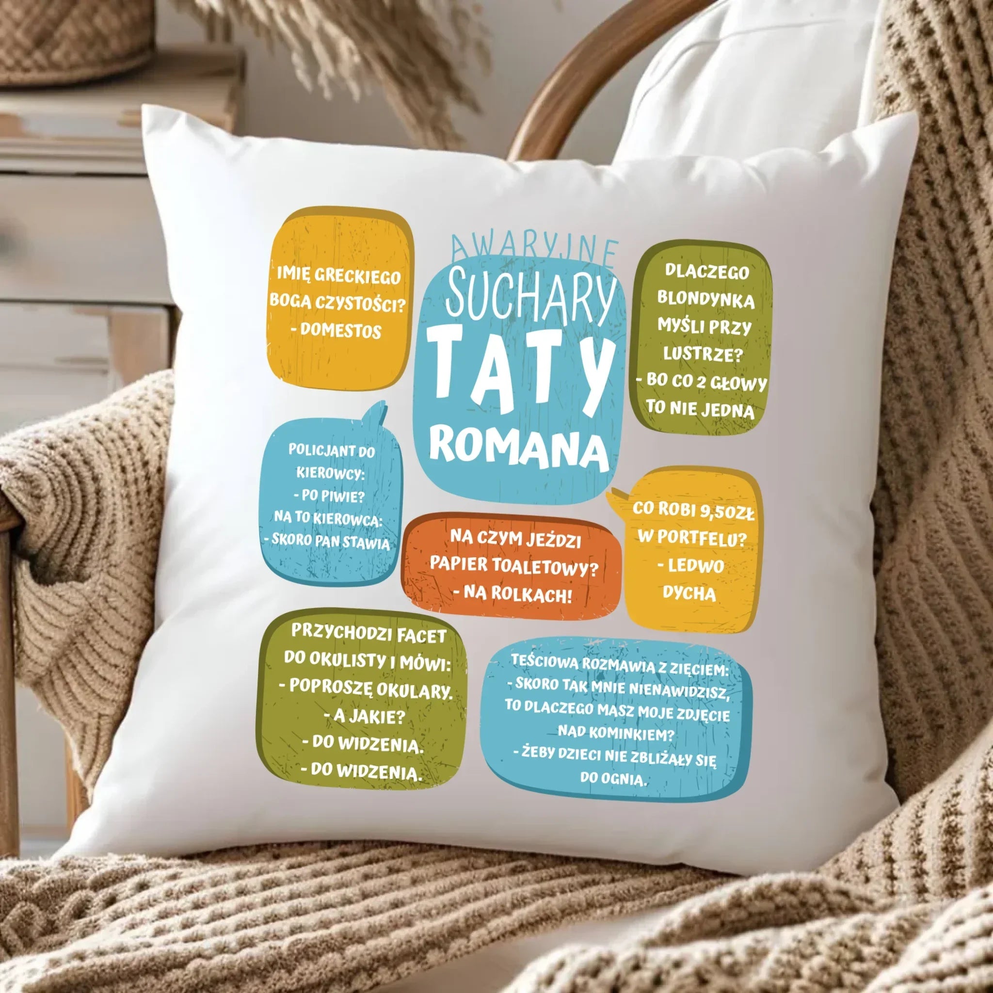 Suchary Taty | Poduszka z nadrukiem na prezent DT55 - StoryCups.pl