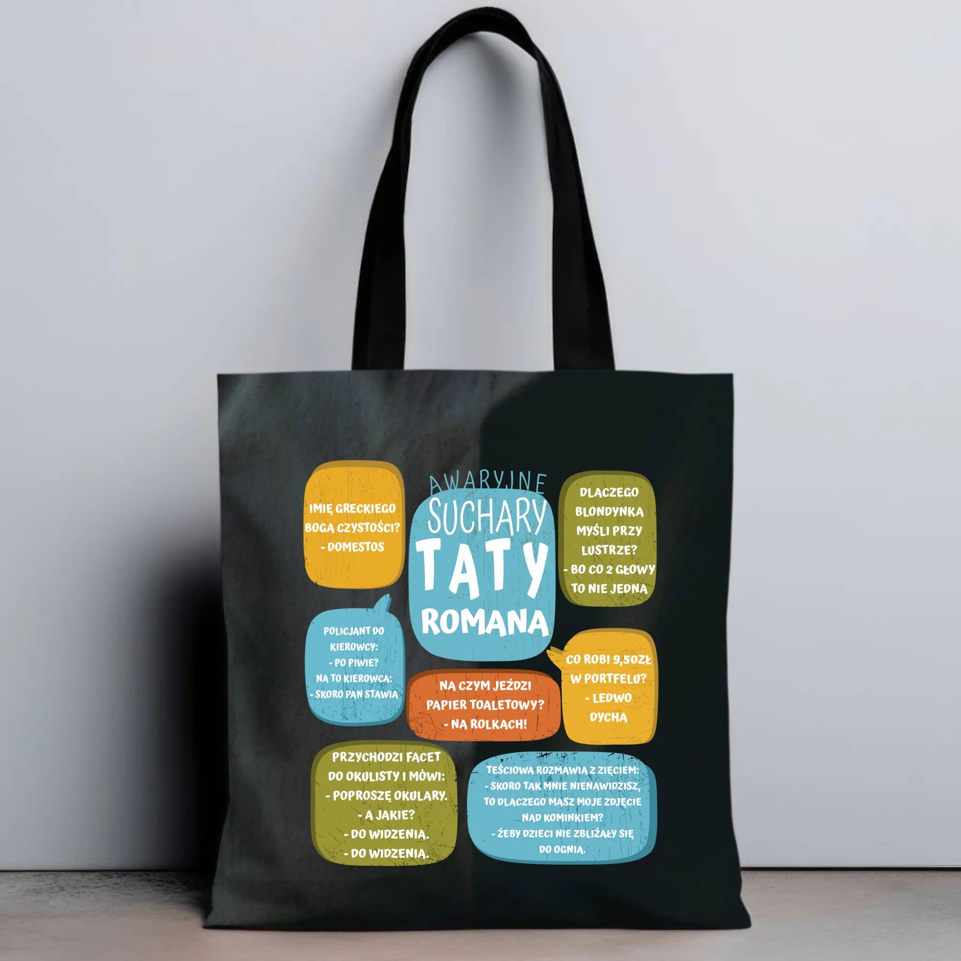 Personalizowana eco torba z nadrukiem dla taty - czarna - prezent dla taty, Dzień Ojca, Święta, Urodziny