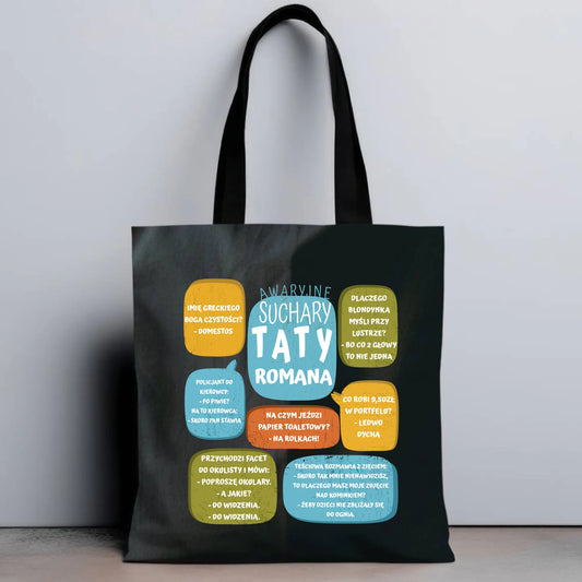Personalizowana eco torba z nadrukiem dla taty - czarna - prezent dla taty, Dzień Ojca, Święta, Urodziny