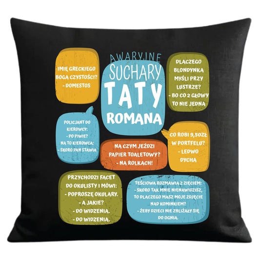 Prezent dla taty czarna poduszka dekoracyjna z nadrukiem