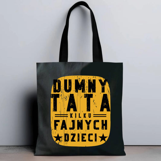 Personalizowana eco torba z nadrukiem dla taty - czarna - prezent dla taty, Dzień Ojca, Święta, Urodziny