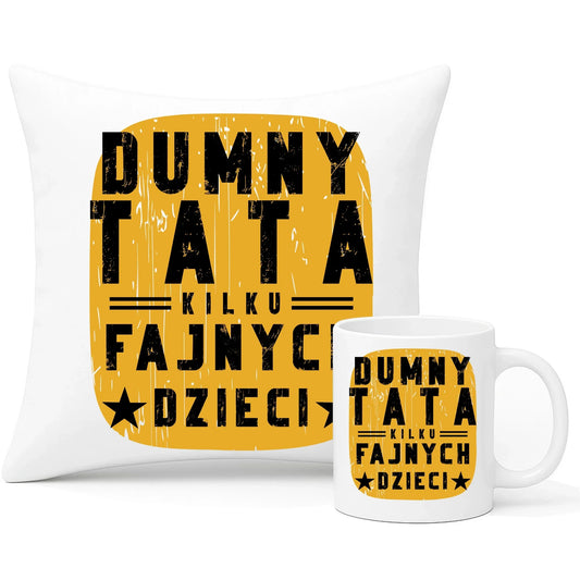 Dumny tata kilku fajnych dzieci | Zestaw poduszka i kubek dla taty DT60 - StoryCups.pl