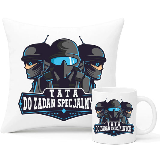 Tata do zadań specjalnych | Zestaw poduszka i kubek dla taty DT66 - StoryCups.pl