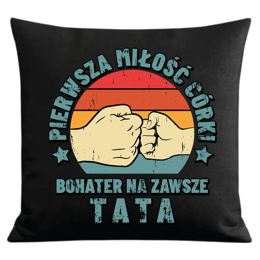 Prezent dla taty czarna poduszka dekoracyjna z nadrukiem