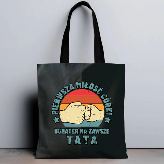 Personalizowana eco torba z nadrukiem dla taty - czarna - prezent dla taty, Dzień Ojca, Święta, Urodziny