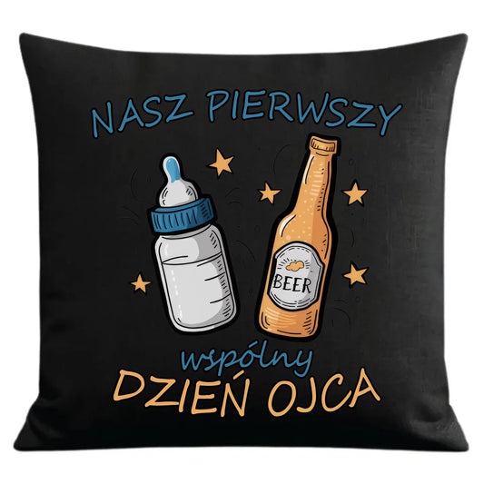 Prezent dla taty czarna poduszka dekoracyjna z nadrukiem