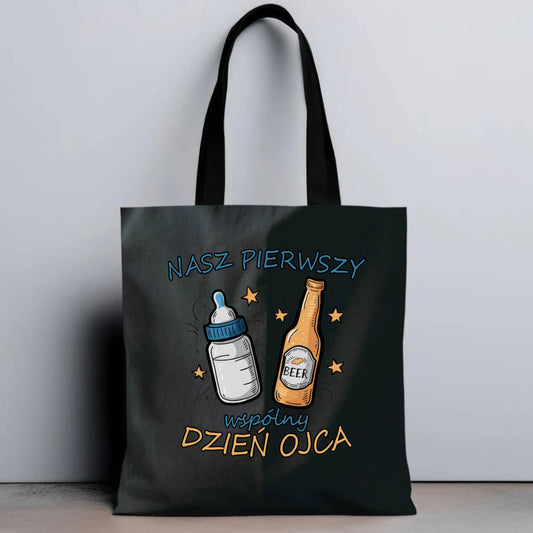 Personalizowana eco torba z nadrukiem dla taty - czarna - prezent dla taty, Dzień Ojca, Święta, Urodziny