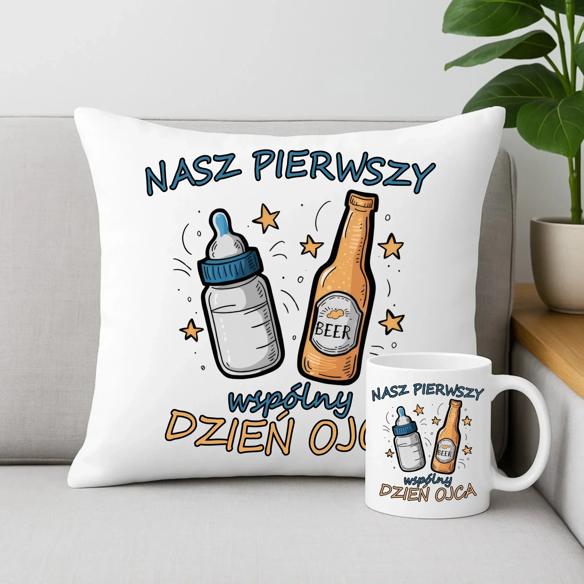 Nasz pierwszy Dzień Ojca | Zestaw poduszka i kubek prezent dla taty DT68 - StoryCups.pl