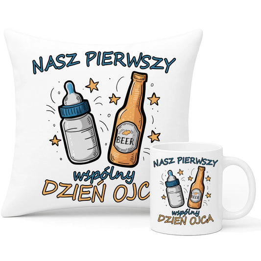 Wyjątkowy prezent dla taty zestaw poduszka i kubek