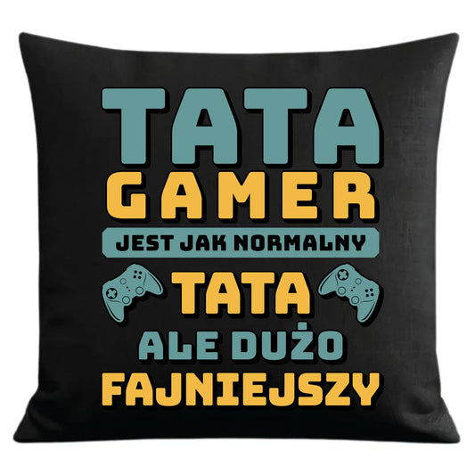 Prezent dla taty czarna poduszka dekoracyjna z nadrukiem