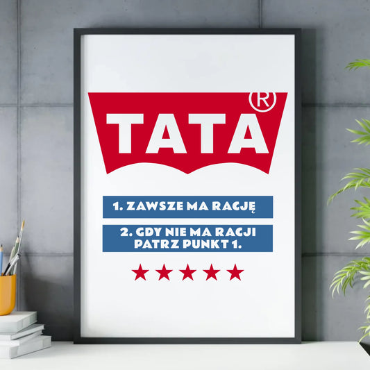 Prezent dla taty - obraz w ramie z personalizowanym nadrukiem - Dzień Ojca, Święta, urodziny